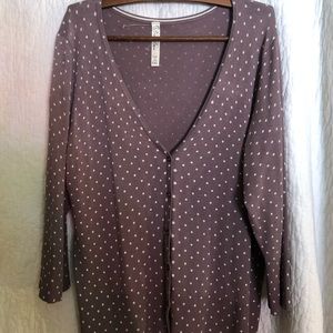 Taupe Polkadot Cardigan Plus Size